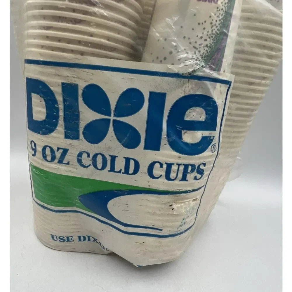 Vintage 1990s Dixie Cold Cups Drink 9 oz 150 Count Green Purple 1992